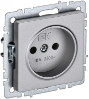 IEK Brite Base алюминий розетка 1-м без заземления, без защитных створок 10А BR-R10-10-K47 фото