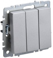 IEK Brite Base алюминий выключатель 3 клавишный 10А BR-V30-0-10-K47 фото