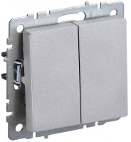 IEK Brite Base алюминий выключатель 2- клавишный 10А BR-V20-0-10-K47 фото