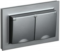 IEK Brite алюминий розетка 2-места с защитными шторками и крышкой 16А в сборе IP44 BR-R26-16-44-K46-F фото