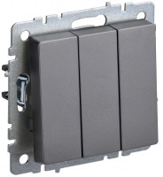 IEK Brite Base сталь выключатель 3 клавишный 10А BR-V30-0-10-K46 фото