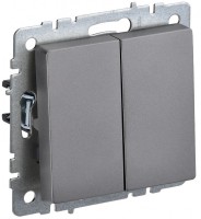IEK Brite Base сталь выключатель 2- клавишный 10А BR-V20-0-10-K46 фото