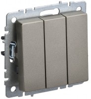 IEK Brite Base шампань выключатель 3-клавишный 10А BR-V30-0-10-K37 фото