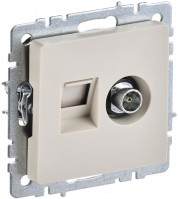 IEK Brite Base бежевый розетка двойная TV+RJ45 кат.5E BR-AK20-1-K10 фото