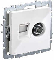 IEK Brite Base белый розетка двойная TV+RJ45 кат.5E BR-AK20-1-K01 фото
