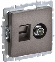 IEK Brite Base тёмная бронза розетка двойная TV+RJ45 кат.5E BR-AK20-1-K45 фото