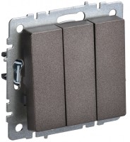 IEK Brite Base тёмная бронза выключатель 3 клавишный 10А BR-V30-0-10-K45 фото
