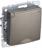 IEK Brite Base шампань розетка 1-м с заземлением, с защитными шторками и крышкой 16А IP44 BR-R16-16-44-K37 фото