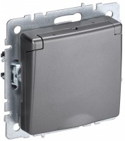 IEK Brite Base сталь розетка 1-м с заземлением, с защитными шторками и крышкой 16А IP44 BR-R16-16-44-K46 фото