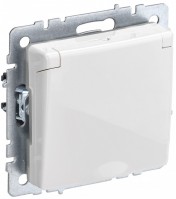 IEK Brite Base белый розетка 1-м с заземлением, с защитными шторками и крышкой  16А IP20 BR-R16-16-K01 фото