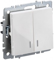 IEK Brite Base белый выключатель 2- клавишный с индикацией 10А BR-V20-1-10-K01 фото