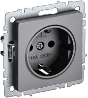 IEK Brite Base сталь розетка 1-м с заземлением, без защитных створок 16А BR-R11-16-K46 фото