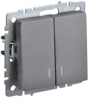 IEK Brite Base сталь выключатель 2- клавишный с индик 10А BR-V20-1-10-K46 фото