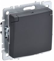 IEK Brite Base графит розетка 1-м с заземлением, с защитными шторками и крышкой 16А IP20 BR-R16-16-K53 фото