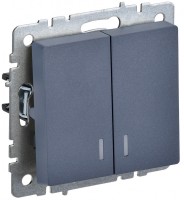 IEK Brite Base маренго выключатель 2- клавишный с индик. 10А BR-V20-1-10-K35 фото