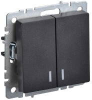 IEK Brite Base чёрный выключатель 2- клавишный с индик 10А BR-V20-1-10-K02 фото