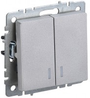 IEK Brite Base алюминий выключатель 2- клавишный с индик 10А BR-V20-1-10-K47 фото