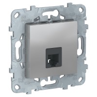 Unica New алюминий розетка телефонная, RJ11, одиночная 4 контакта NU549230 фото