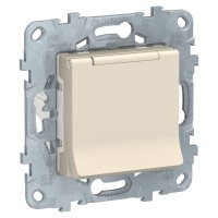Unica New бежевый розетка с заземлением, со шторками, с крышкой, 16А, 250В, IP40, NU503744TA фото