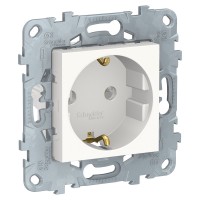 Unica New белый розетка с заземлением, без шторок, винт. зажим, 16А, 250В NU503618 фото