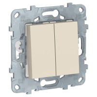 Unica New бежевый переключатель 2-клавишный, перекрестный, 2 x сх. 7, 10 AX, 250В NU521544 фото