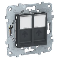 Unica New антрацит розетка компьютерная, RJ45, двойная, кат. 6 UTP NU542454 фото