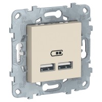Unica New бежевый розетка USB, двойная, 5 В / 2100 мА NU541844 фото