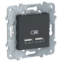 Unica New антрацит розетка USB, двойная, 5 В / 2100 мА NU541854 фото