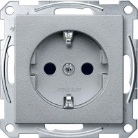 Schneider Electric Merten SM Алюминий Розетка с/з с защитными шторками безвинт. зажим MTN2300-0460 фото