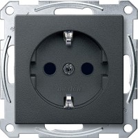Schneider Electric Merten SM Антрацит Розетка с/з с защитными шторками безвинт. зажим MTN2300-0414 фото