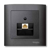Schneider Electric Merten SM Антрацит Накладка розетки ТЛФ/комп 1-ой наклонной MTN298314 фото