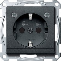 Schneider Electric Merten SM Антрацит Розетка Schuko с модулем светодиодной подсветки, с защитными шторками, безвинт. зажим MTN2304-0414 фото