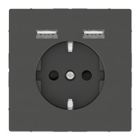 Schneider Electric Merten D-Life Антрацит Розетка Schuko с 2 USB c зарядным устройством 2,4 A MTN2366-6034 фото