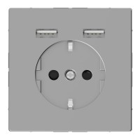 Schneider Electric Merten D-Life Нержавеющая Сталь Розетка Schuko с 2 USB c зарядным устройством 2,4 A MTN2366-6036 фото