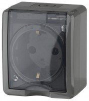 ЭРА 11-2401-03 Эксперт серый розетка с заземлением, открытой установки  IP54 Б0020713 фото