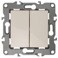 ЭРА 12-1004-02 выключатель двойной, 10АХ-250В, IP20, без монтажных лапок, 12, слоновая кость Б0014652 фото