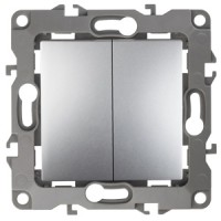 ЭРА 12-1004-03 выключатель двойной, 10АХ-250В, IP20, без монтажных лапок, 12, Алюминий Б0014653 фото