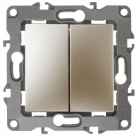 ЭРА 12-1004-04 выключатель двойной, 10АХ-250В, IP20, без монтажных лапок, 12, шампань Б0014654 фото