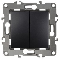 ЭРА 12-1004-05 выключатель двойной, 10АХ-250В, IP20, без монтажных лапок, 12, антрацит Б0014655 фото