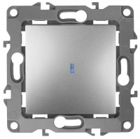 ЭРА 12-1102-03 выключатель с подсветкой, 10АХ-250В, IP20, 12, Алюминий Б0014635 фото