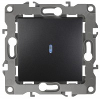 ЭРА 12-1102-05 выключатель с подсветкой, 10АХ-250В, IP20, 12, антрацит Б0014637 фото