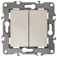 ЭРА 12-1104-02 выключатель двойной, 10АХ-250В, IP20, 12, слоновая кость Б0014646 фото