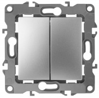 ЭРА 12-1104-03 выключатель двойной, 10АХ-250В, IP20, 12, Алюминий Б0014647 фото