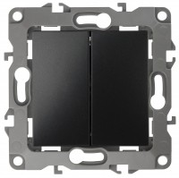 ЭРА 12-1104-05 выключатель двойной, 10АХ-250В, IP20, 12, антрацит Б0014649 фото