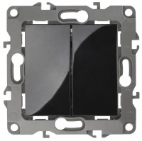 ЭРА 12-1104-06 выключатель двойной, 10АХ-250В, IP20, 12, чёрный Б0014650 фото