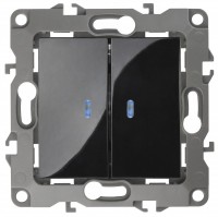 ЭРА 12-1106-06 переключатель двойной, 10АХ-250В, IP20, 12, чёрный Б0014668 фото