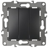 ЭРА 12-1107-05 выключатель тройной, 10АХ-250В, IP20, 12, антрацит Б0014673 фото