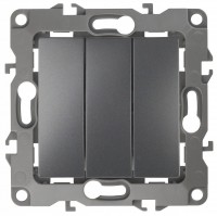 ЭРА 12-1107-12 выключатель тройной, 10АХ-250В, IP20, 12, графит Б0019299 фото