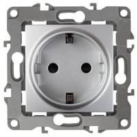 ЭРА 12-2001-03 розетка 2P+E Schuko, 16A-250В, IP20, без монтажных лапок, 12, Алюминий Б0014683 фото