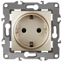 ЭРА 12-2001-04 розетка 2P+E Schuko, 16A-250В, IP20, без монтажных лапок, 12, шампань Б0014684 фото